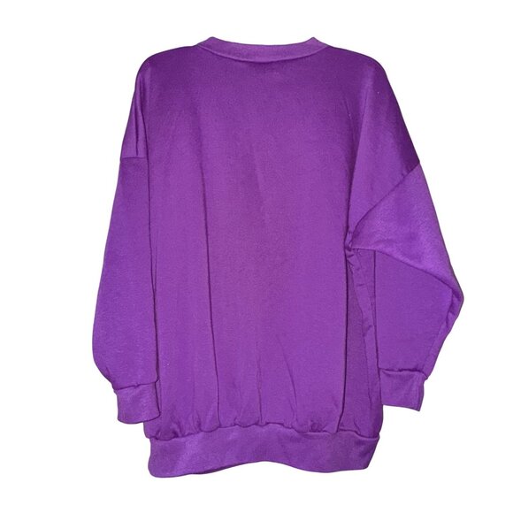 Oversized XXL vintage all over graphic Purple Cat Print Sweatshirt glitter - Picture 7 of 7